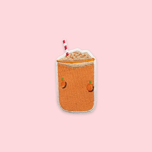 Pumpkin Spice Iced Coffee Iron-On Patch | Fall Drink Patch