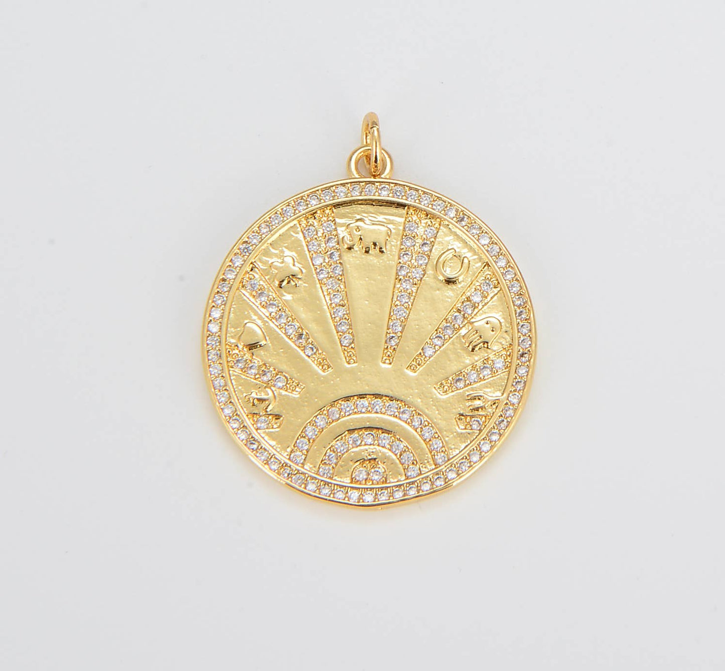 The Lucky Symbols Charm Medallion- Gold Filled with CZ Micro Pave