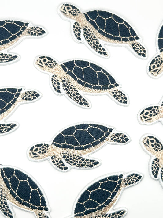 Sea Turtle Embroidered Patch Iron On Turtle Coastal Beach