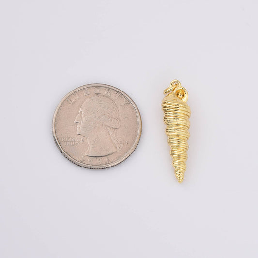 Gold Filled Spiral Shell Charm, Summer Ocean Pendant