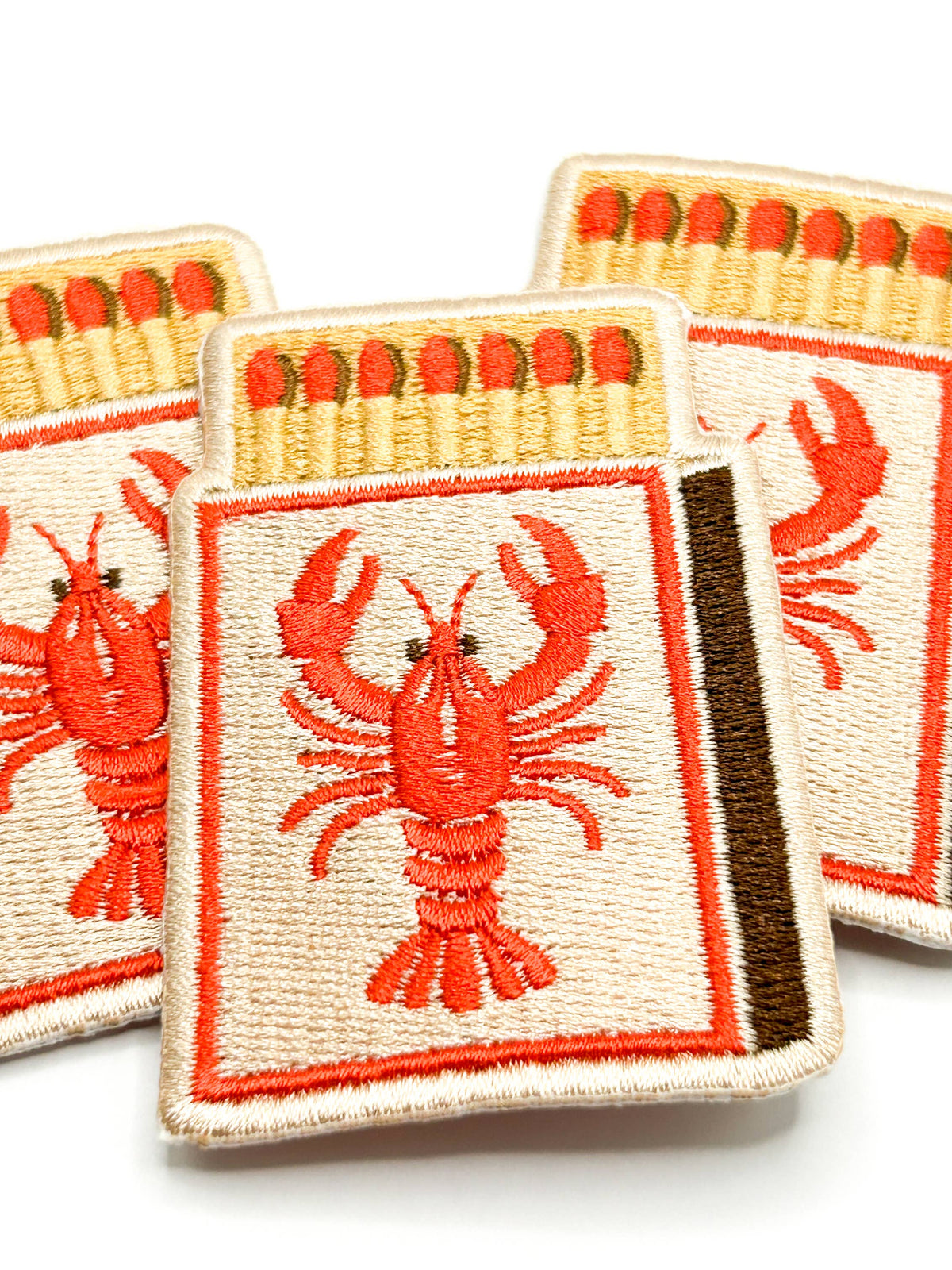 Lobster Matchbox Embroidered Patch Iron On Coastal