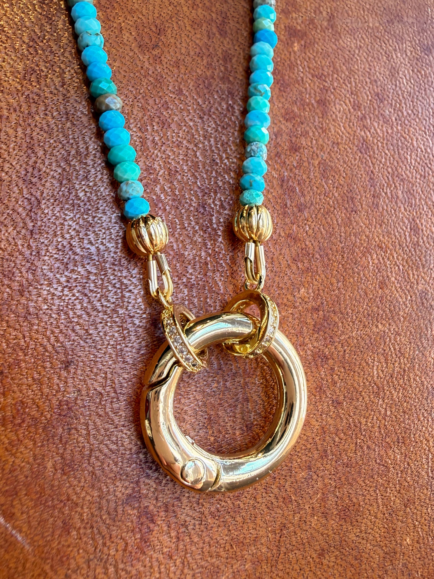 Morenci Turquoise Faceted Rondelle Beaded Necklace