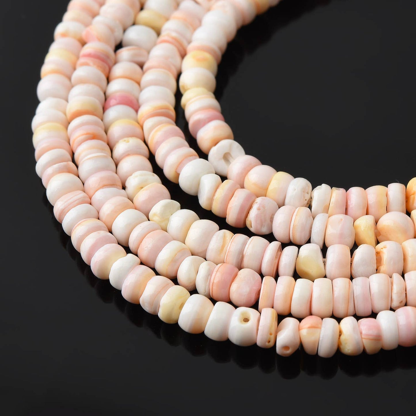 Pink Mother of Pearl Natural Shell Rondelle Beaded Necklace