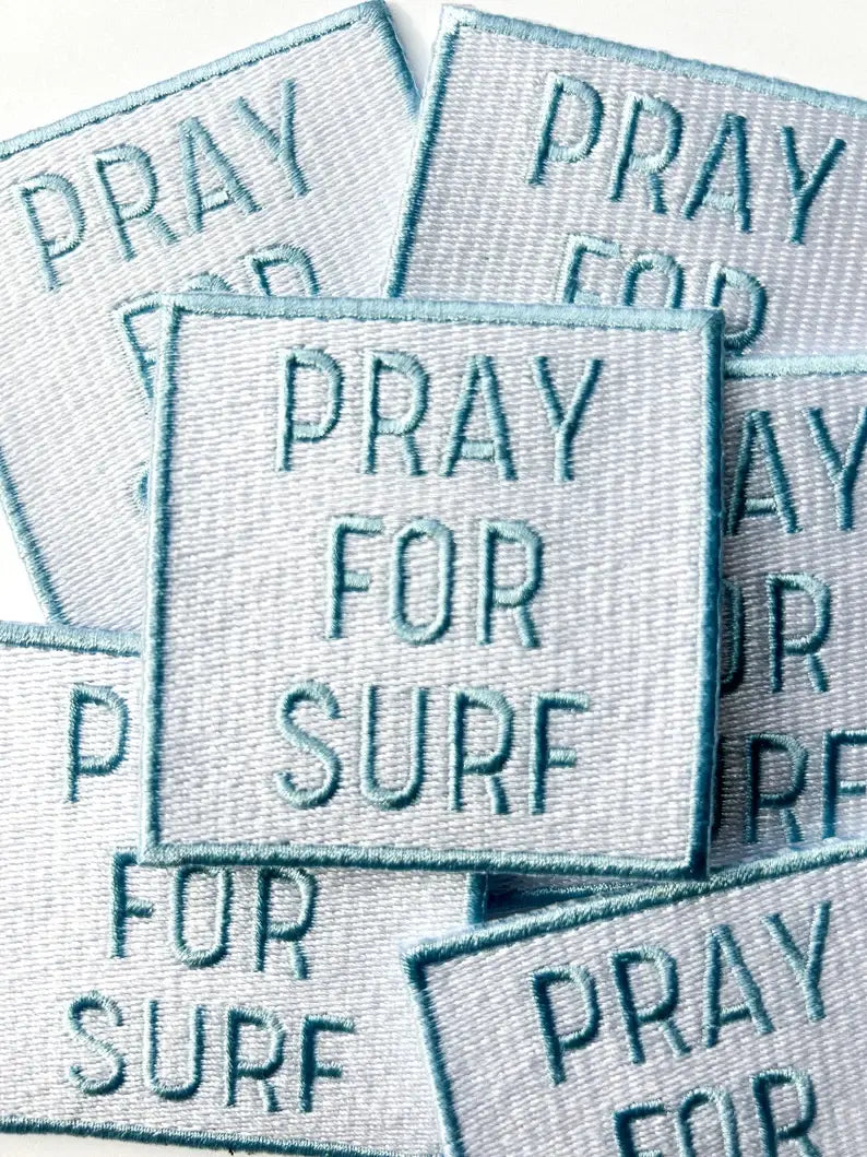 Pray for Surf Embroidered Iron On Patch