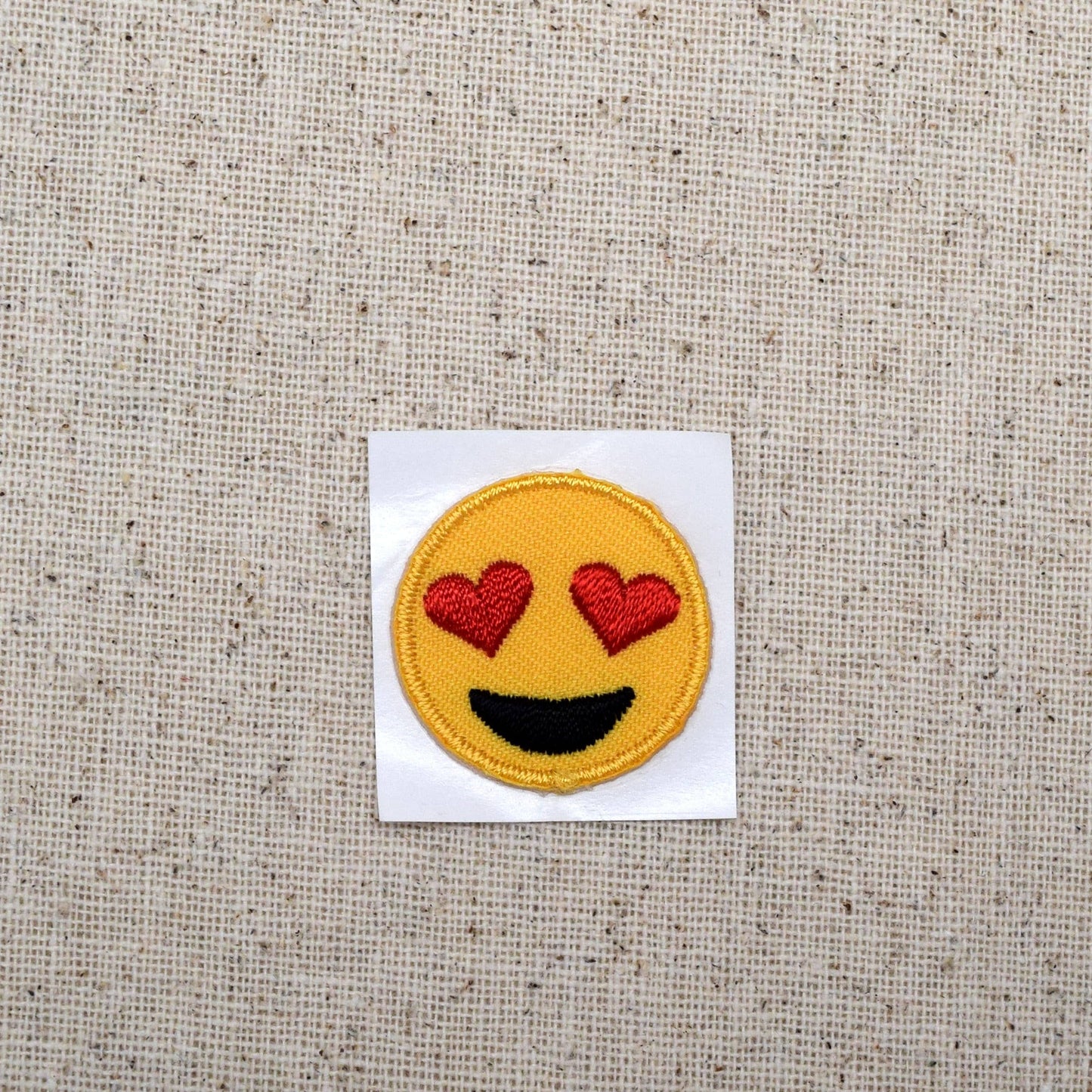 Smiley Face Heart Eyes Emoji Iron on Embroidered Patch