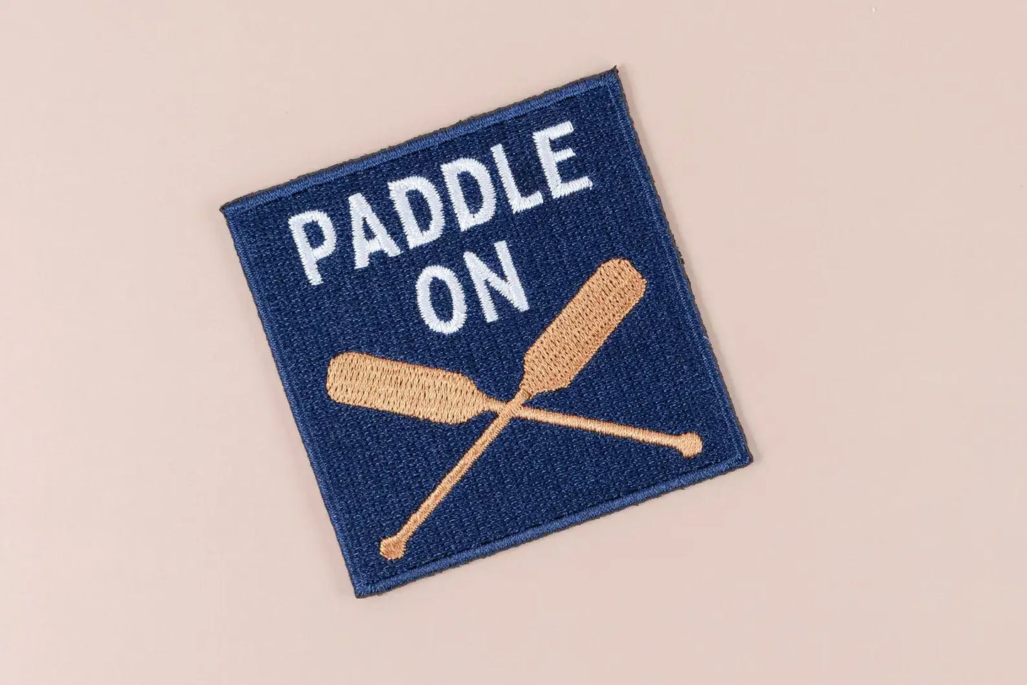 Paddle On Embroidered Iron-On Patch Lake Canoe Outdoor