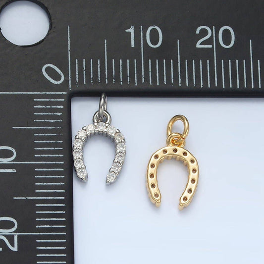 24K Gold Filled Micro Paved CZ Horseshoe Mini Charm