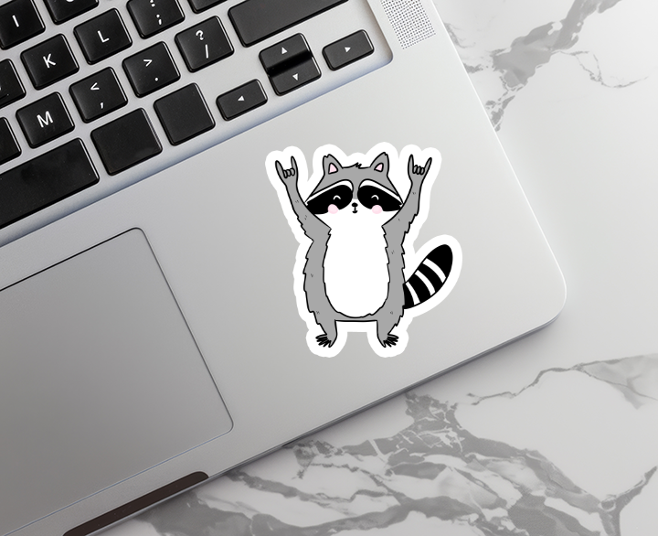 Rocking Raccoon | Animal | Waterproof Sticker | 3"