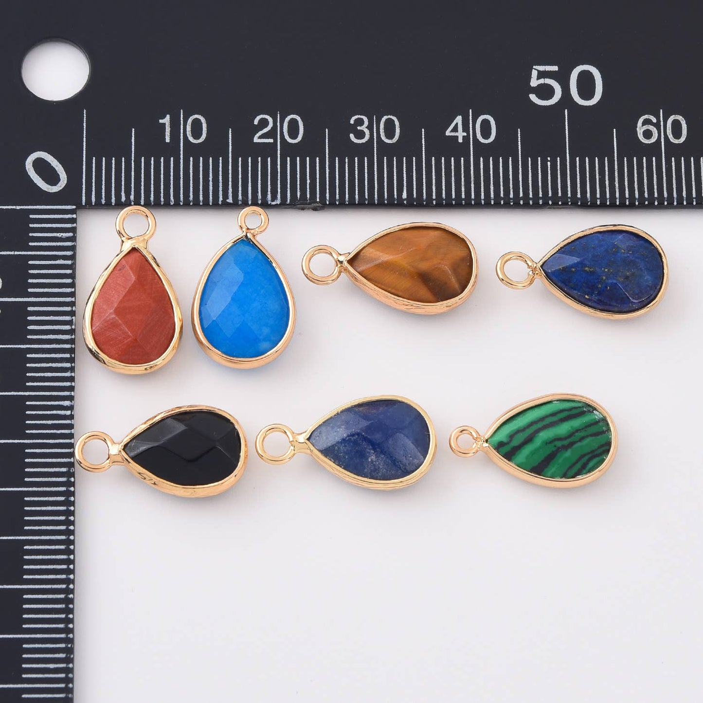 Gold Filled Teardrop Natural Gemstone Charm, Labradorite