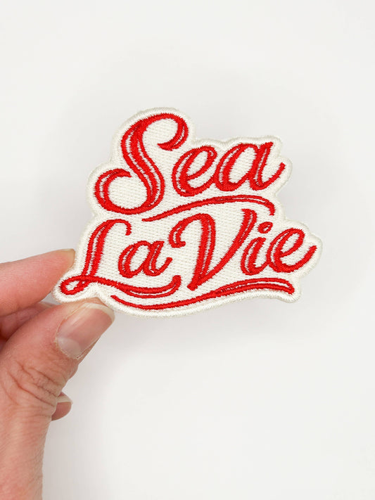 Sea La Vie Embroidered Patch Coastal Quote, Beach, Travel