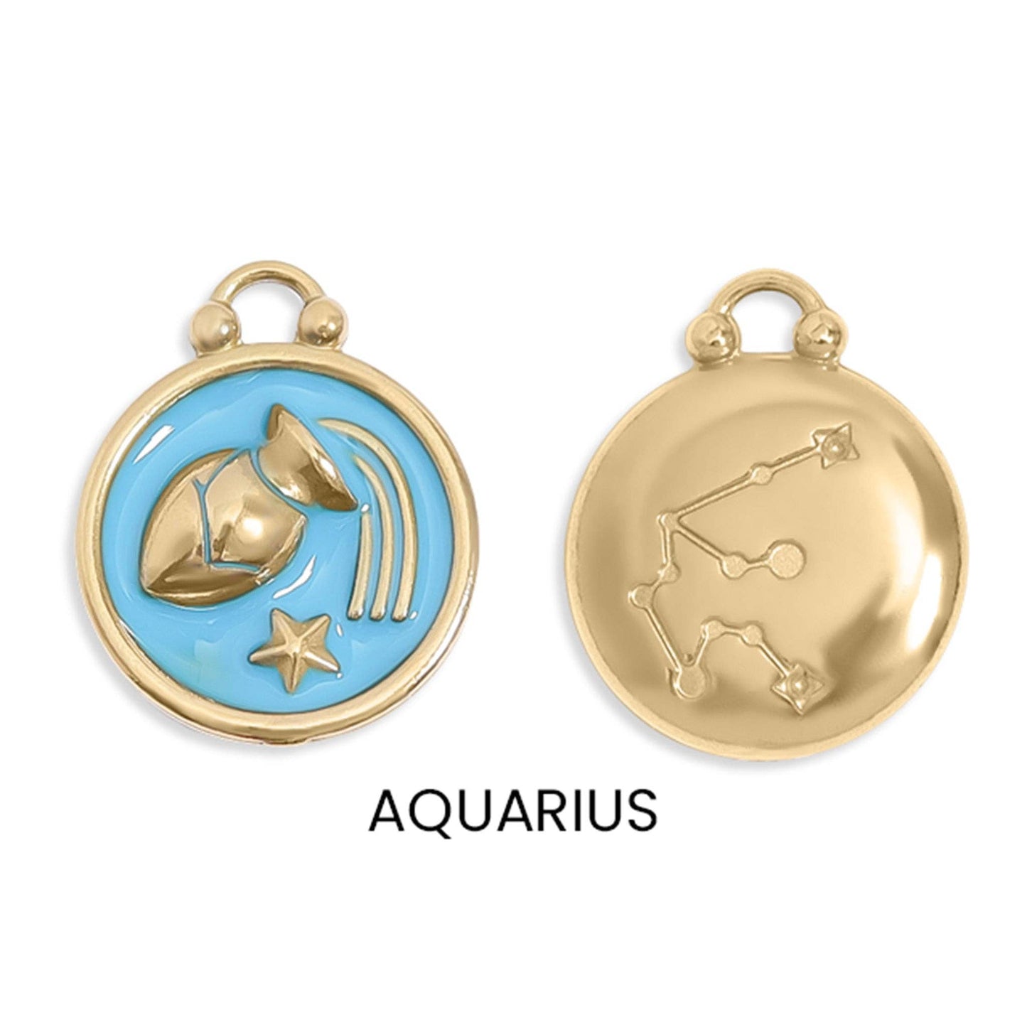 Zodiac Sign Charm Pendants- 18k Gold Filled with Colorful Enamel