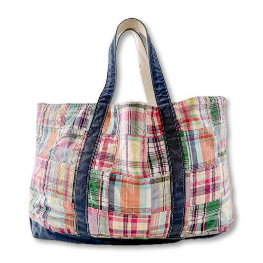RARE Vintage Y2K LL Bean Boat & Tote Large Madras