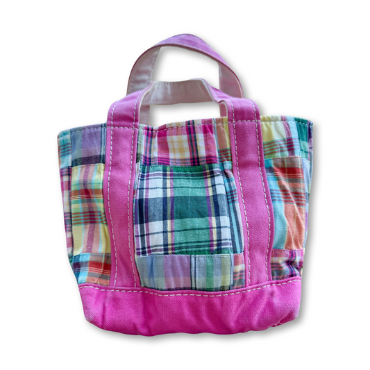 Vintage Y2K LL Bean Boat & Tote- Mini Pink Madras Zip Top