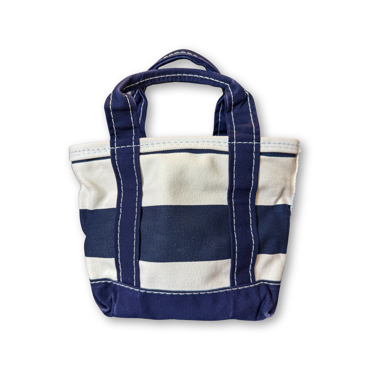 RARE Vintage Y2K LL Bean Boat & Tote Mini Navy and White Rugby Stripe