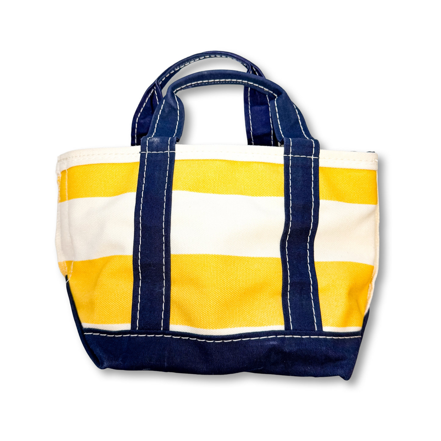 Vintage Y2K LL Bean Boat & Tote Mini Yellow and White Stripes