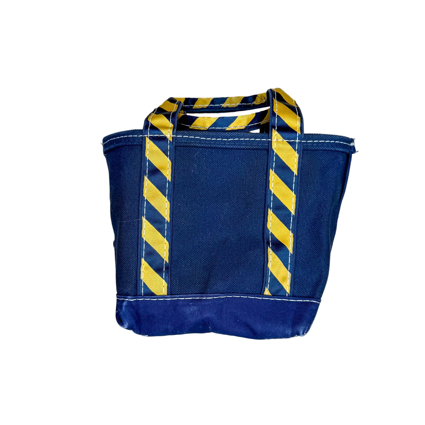 Vintage 1990’s LL Bean Boat & Tote Mini Navy Blue Regimental Yellow Stripe