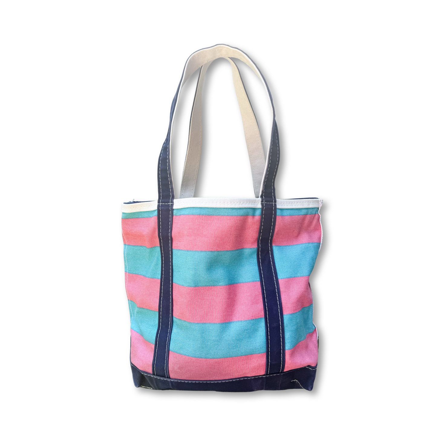 Vintage Y2K LL Bean Boat & Tote Pink and Blue Rugby Stripe
