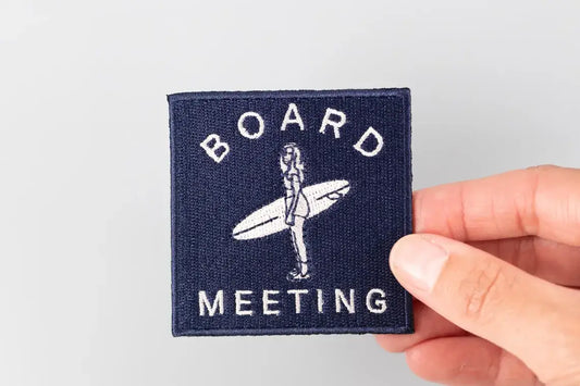 Board Meeting Surf Embroidered Iron-On Patch Coastal Surfer
