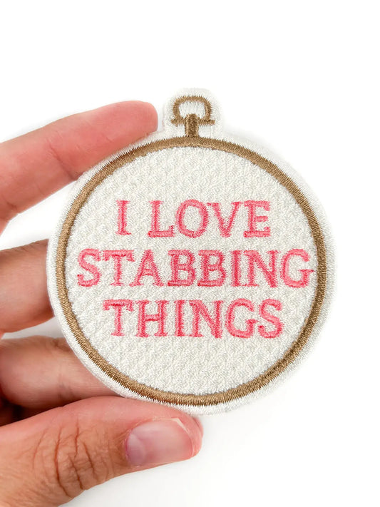 I Love Stabbing Things Embroidered Iron On Patch