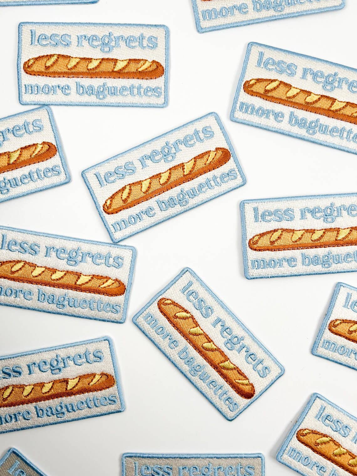 Less Regrets More Baguettes Embroidered Iron-On Patch Baking