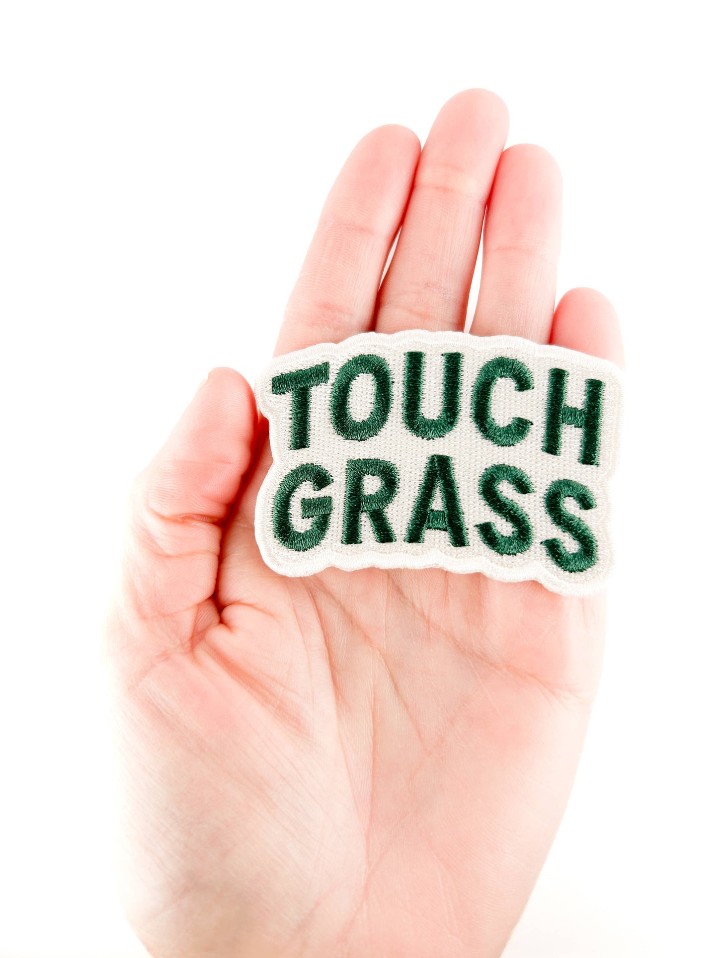 Touch Grass Embroidered Patch Funny Outdoors Iron On Patch