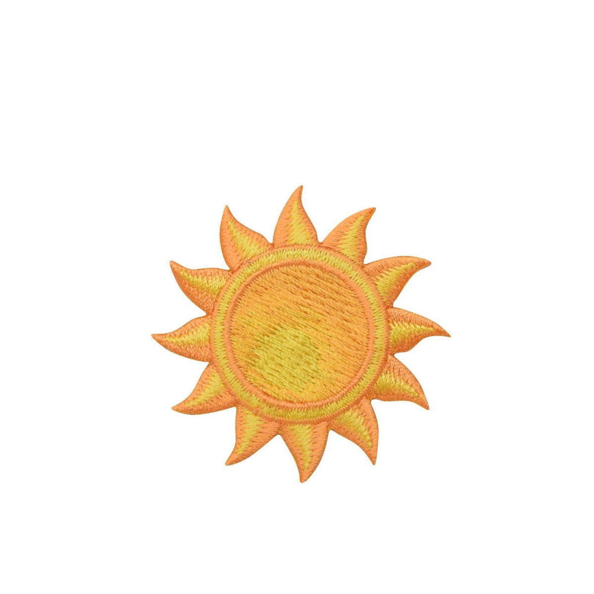 Embroidered sun patch on a white background