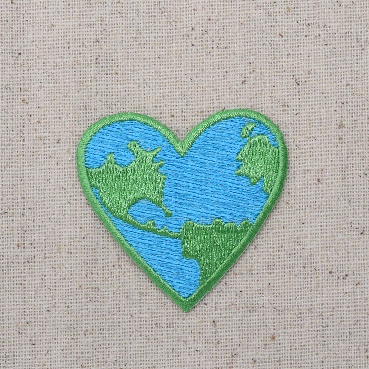 Planet Earth Heart Iron on Embroidered Patch