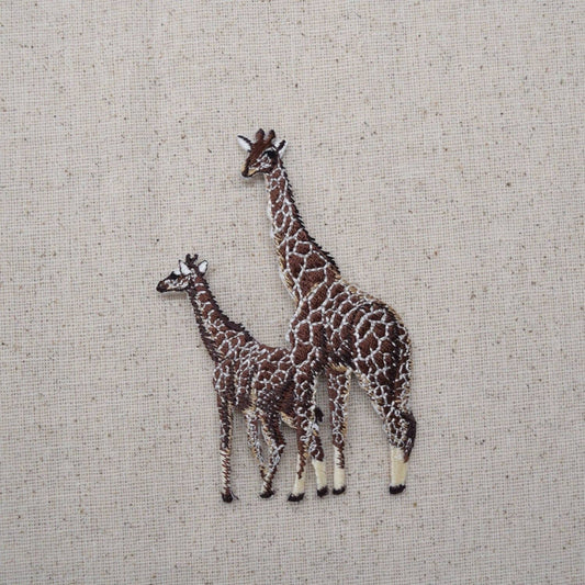 Giraffe Mama and Baby - African Safari Animals Iron on Patch