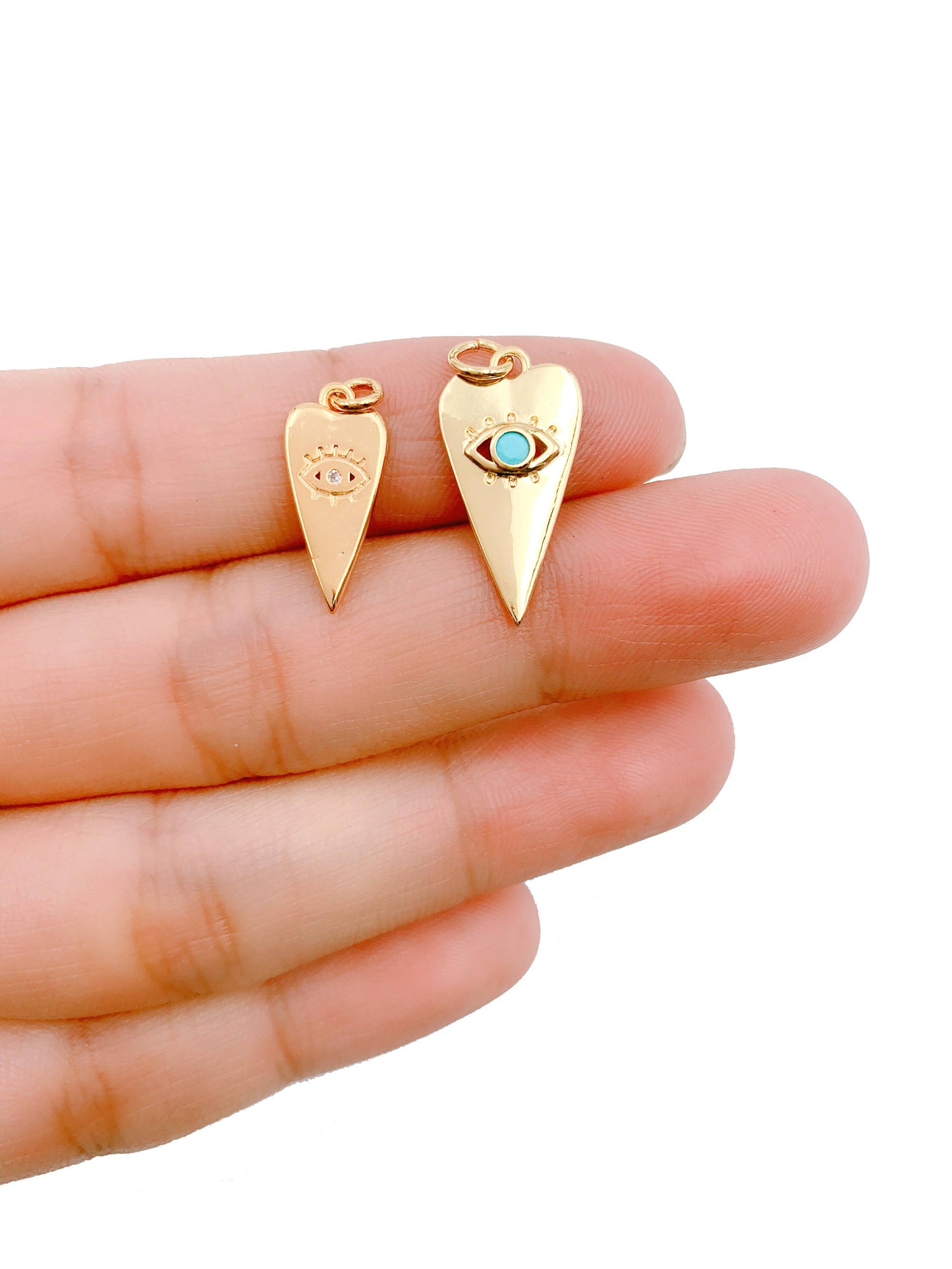 Evil Eye Heart Charm Pendant- 18k Gold Filled with Turquoise Enamel