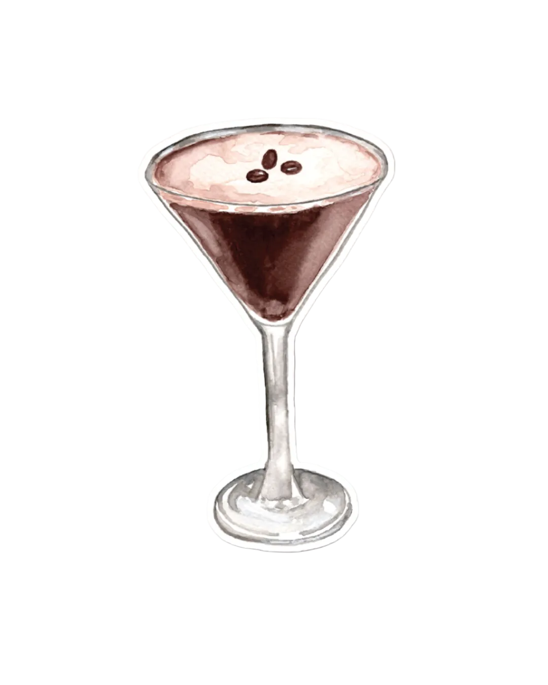 Illustration of a cocktail glass with a pink drink on a pink background