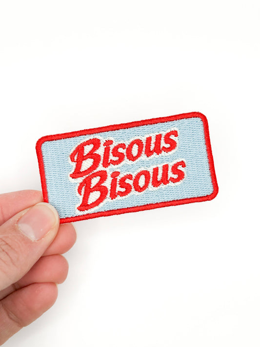 Bisous Bisous Embroidered Patch – French Kiss Patch, Cute