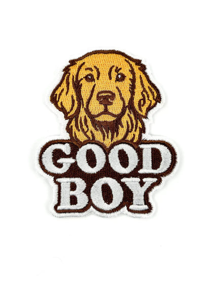 Good Boy Patch – Golden Retriever Embroidered Iron On Patch