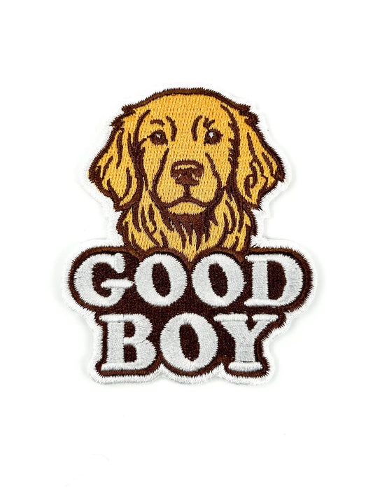 Good Boy Patch – Golden Retriever Embroidered Iron On Patch