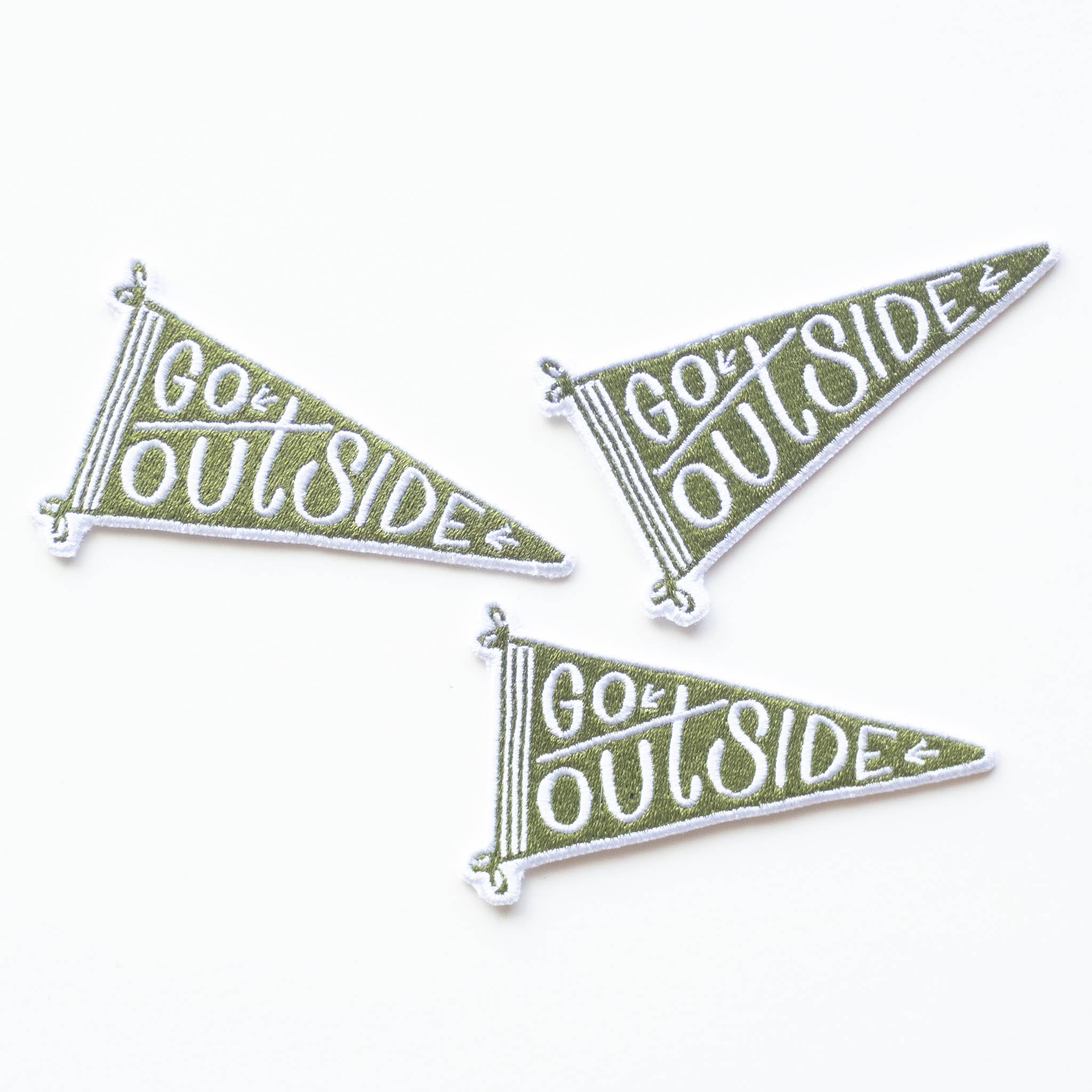 Go Outside Banner Embroidered Iron on Patch: No