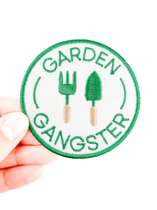 Garden Gangster Embroidered Iron On Patch Organic Farm Hats