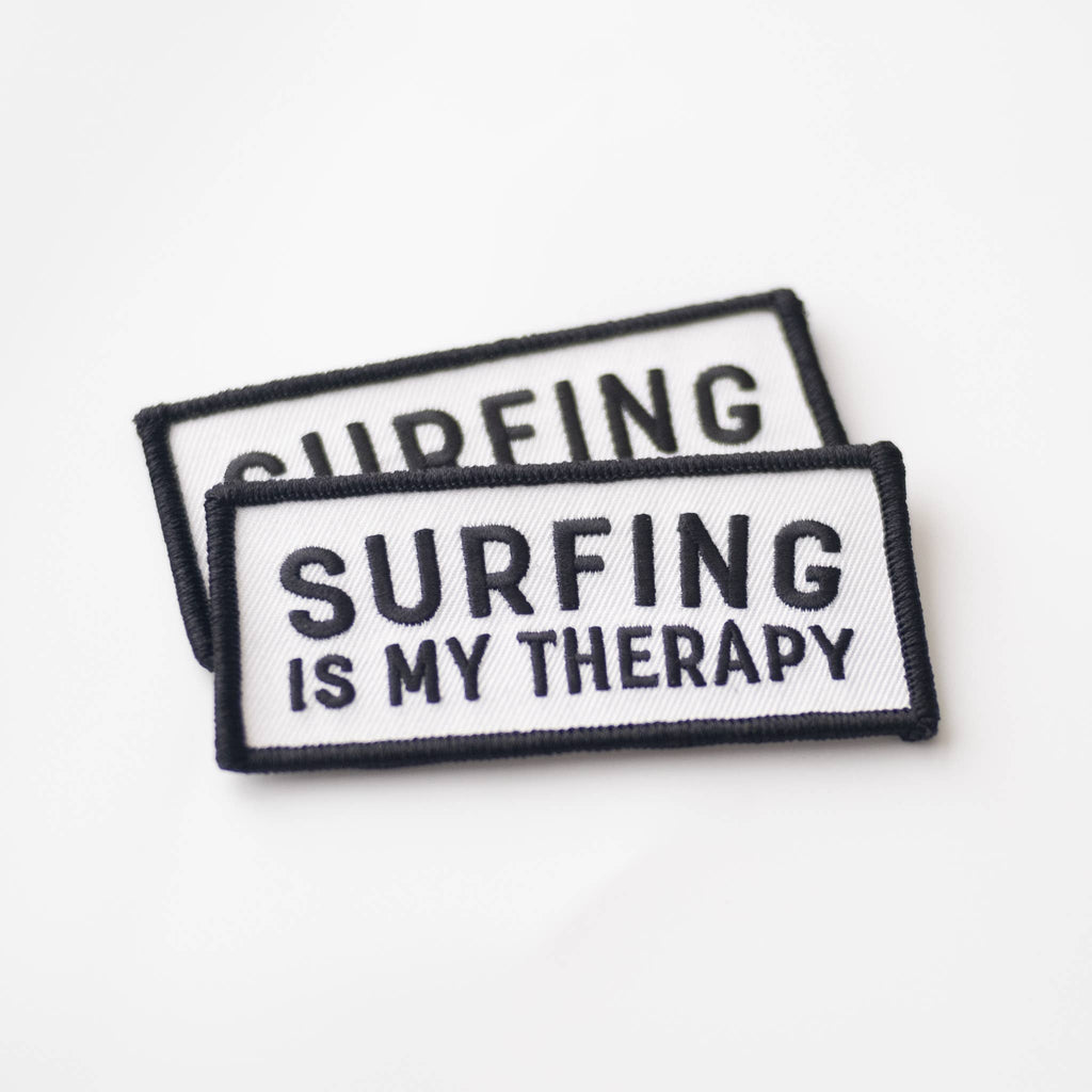 Surfing Is My Therapy Embroidered Iron on Patch: No
