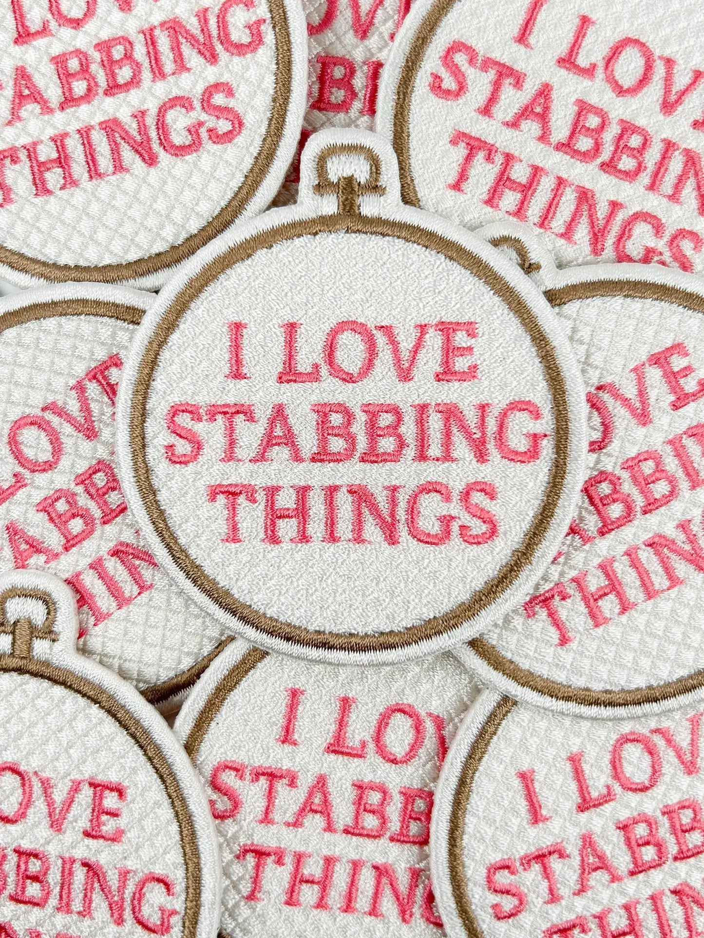 I Love Stabbing Things Embroidered Iron On Patch