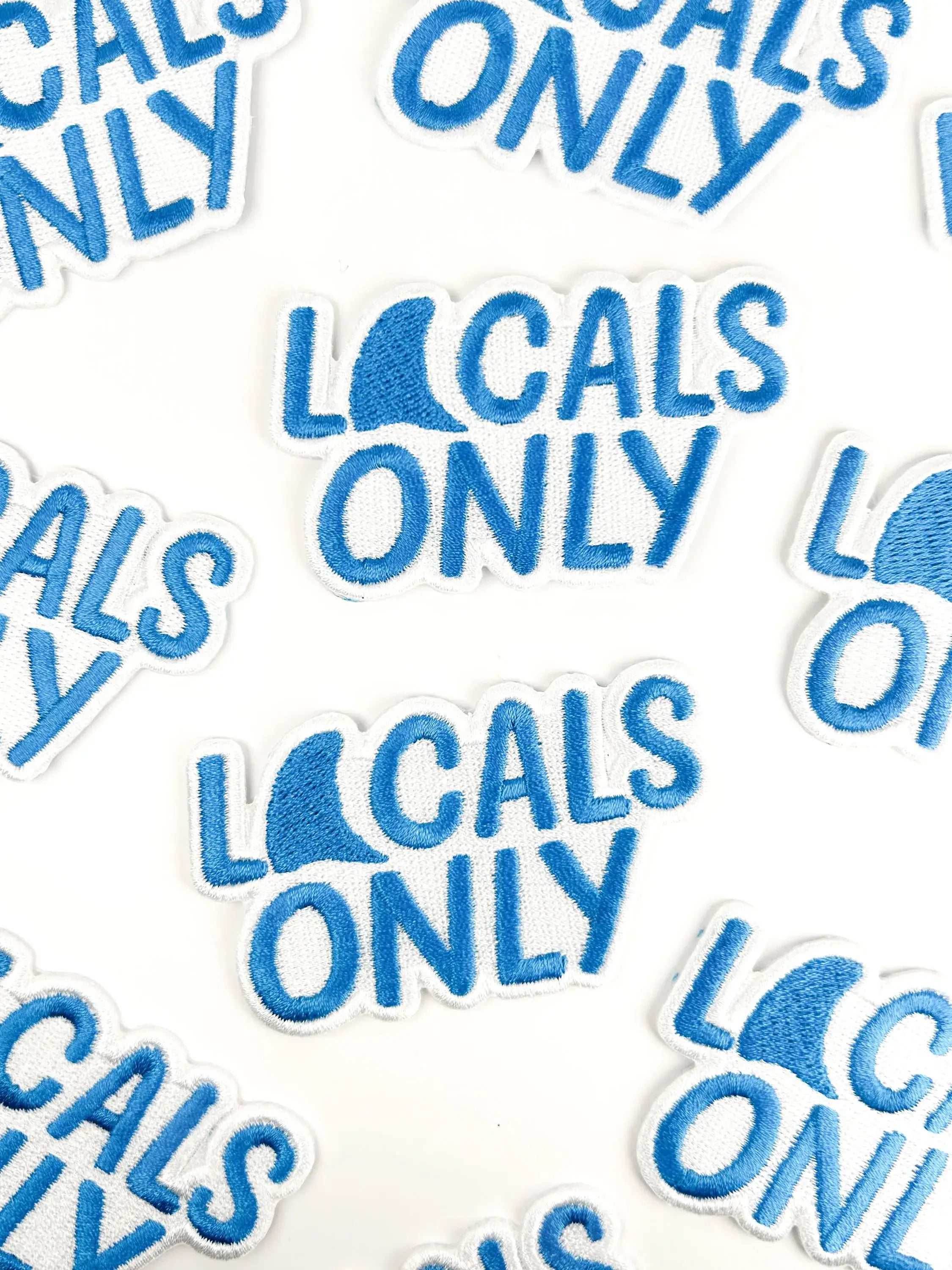Locals Only Embroidered Patch – Coastal Iron On Shark Fins