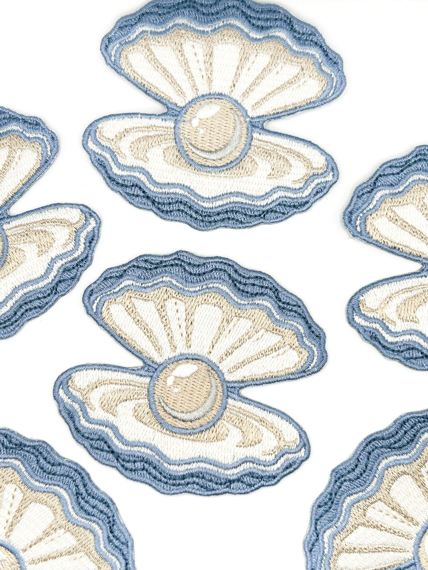 Pearl Oyster Embroidered Patch Coastal Shell Patch Nautical