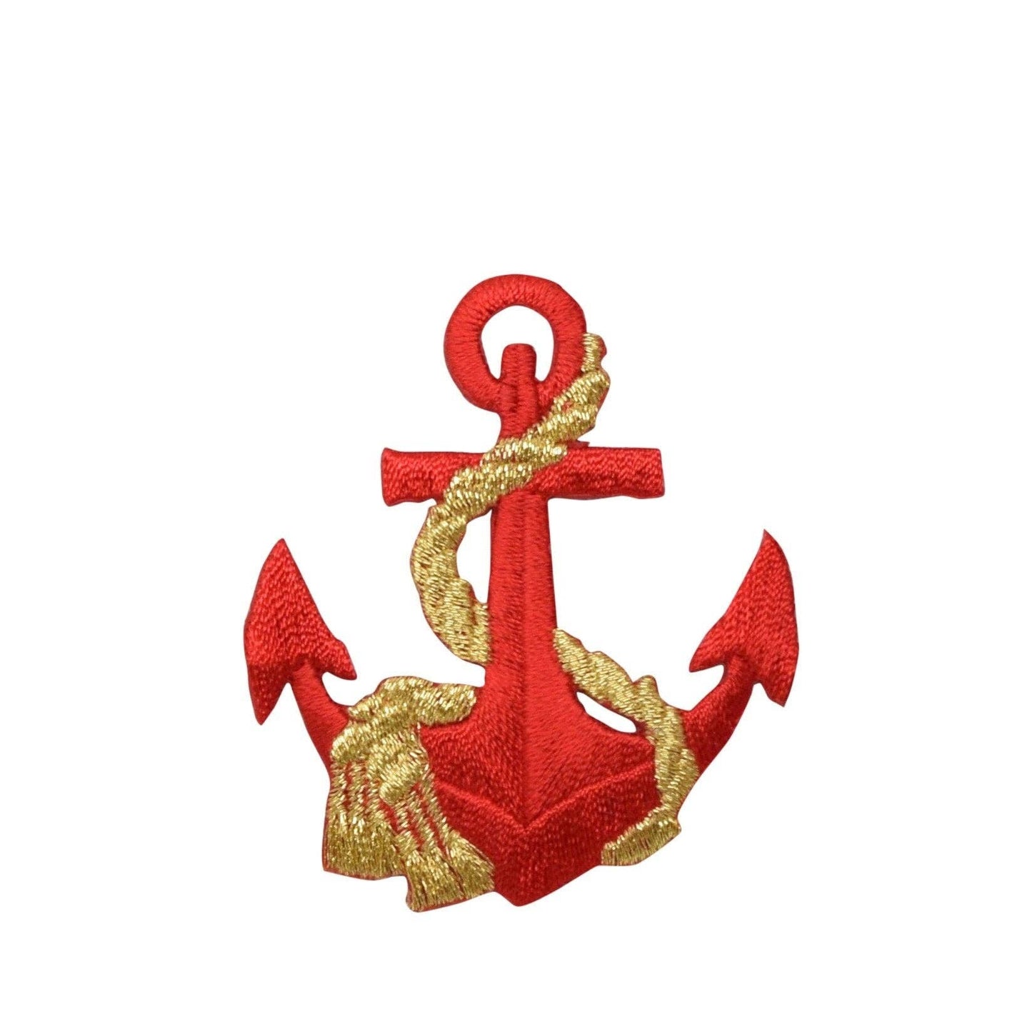 Red/Gold - Nautical Anchor - with Rope - Iron on Patch