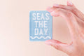 Seas The Day Embroidered Iron-On Patch Beach Nautical Coast