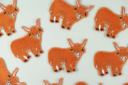 Highland Cow Embroidered Iron On Patch