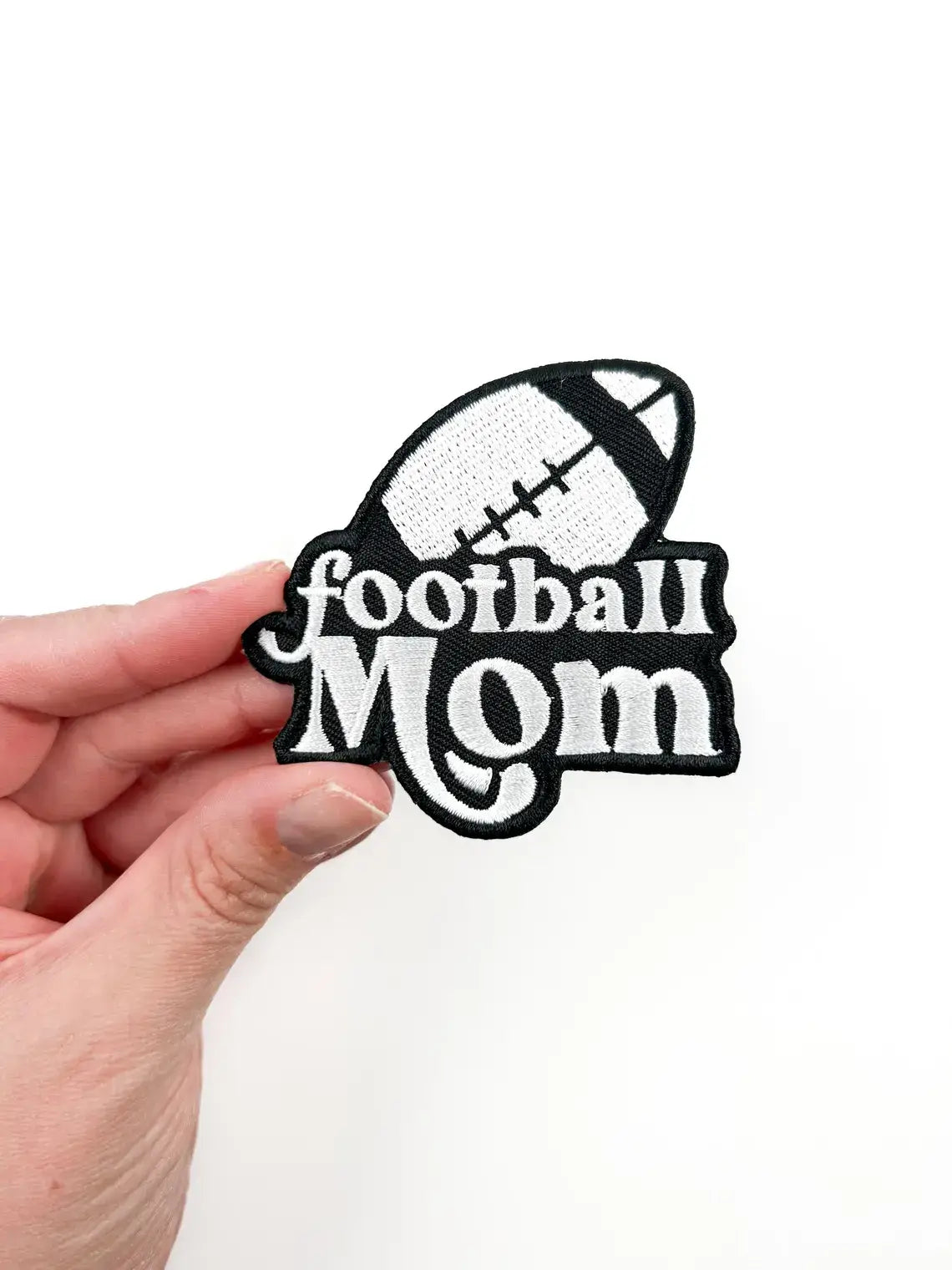 Football Mom Embroidered Iron-On Patch Tailgate High School
