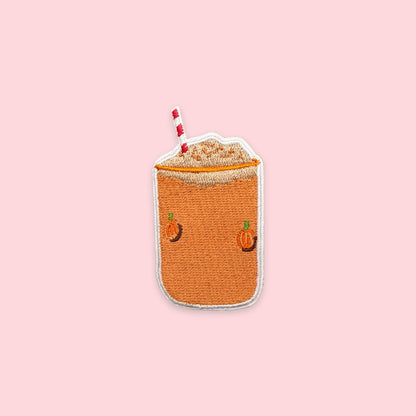 Pumpkin Spice Iced Coffee Iron-On Patch | Fall Drink Patch