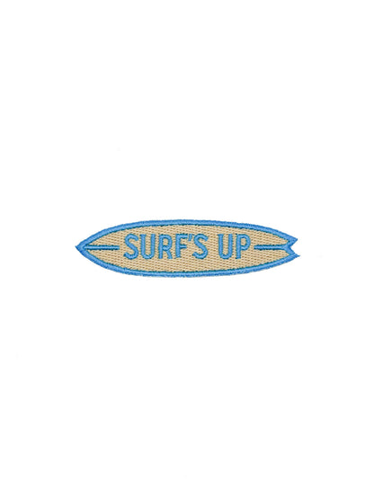 Surf’s Up Embroidered Patch – Surfboard Patch, Coastal Quote