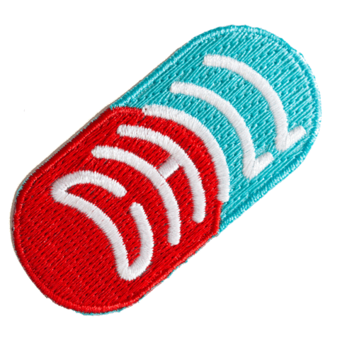 Chill Pill Embroidered Iron-On Patch: 2.5" wide