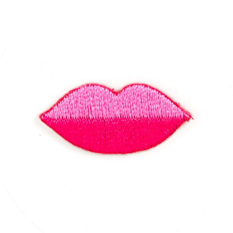 Pink Lips Embroidered Sticker Patch