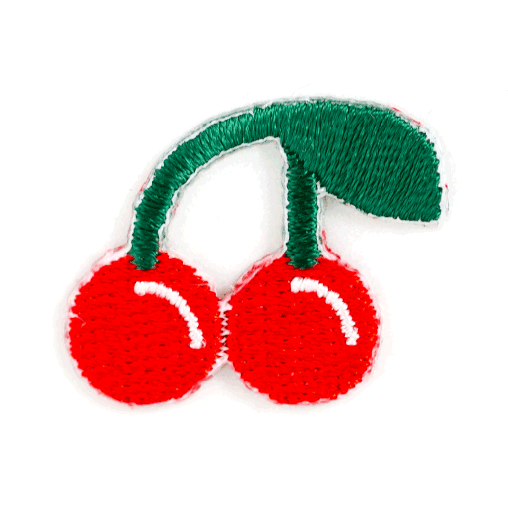 Cherry Embroidered Sticker Patch: 1" x 1"