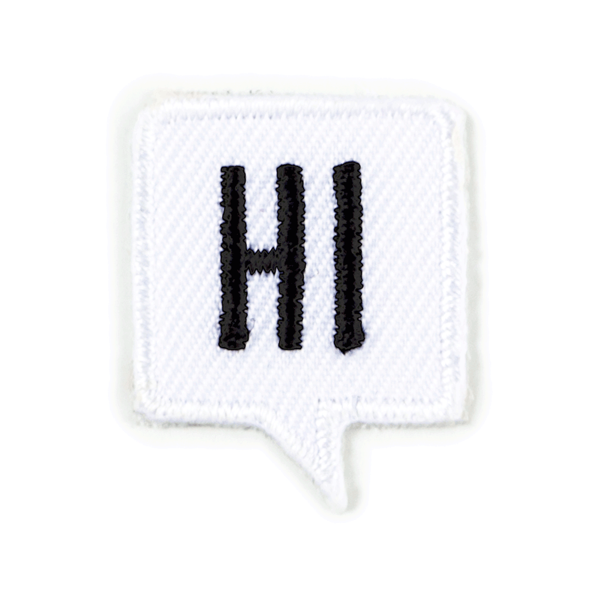 Hi Embroidered Sticker Patch: 1" x 1"