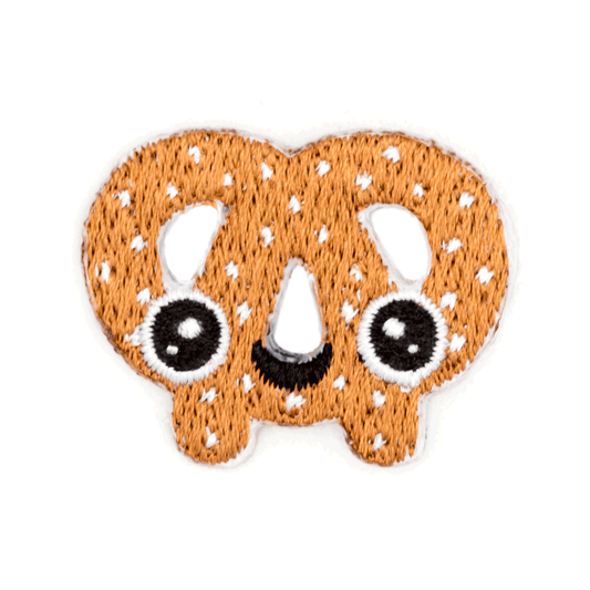 Pretzel Face Embroidered Sticker Patch: 1" x 1"